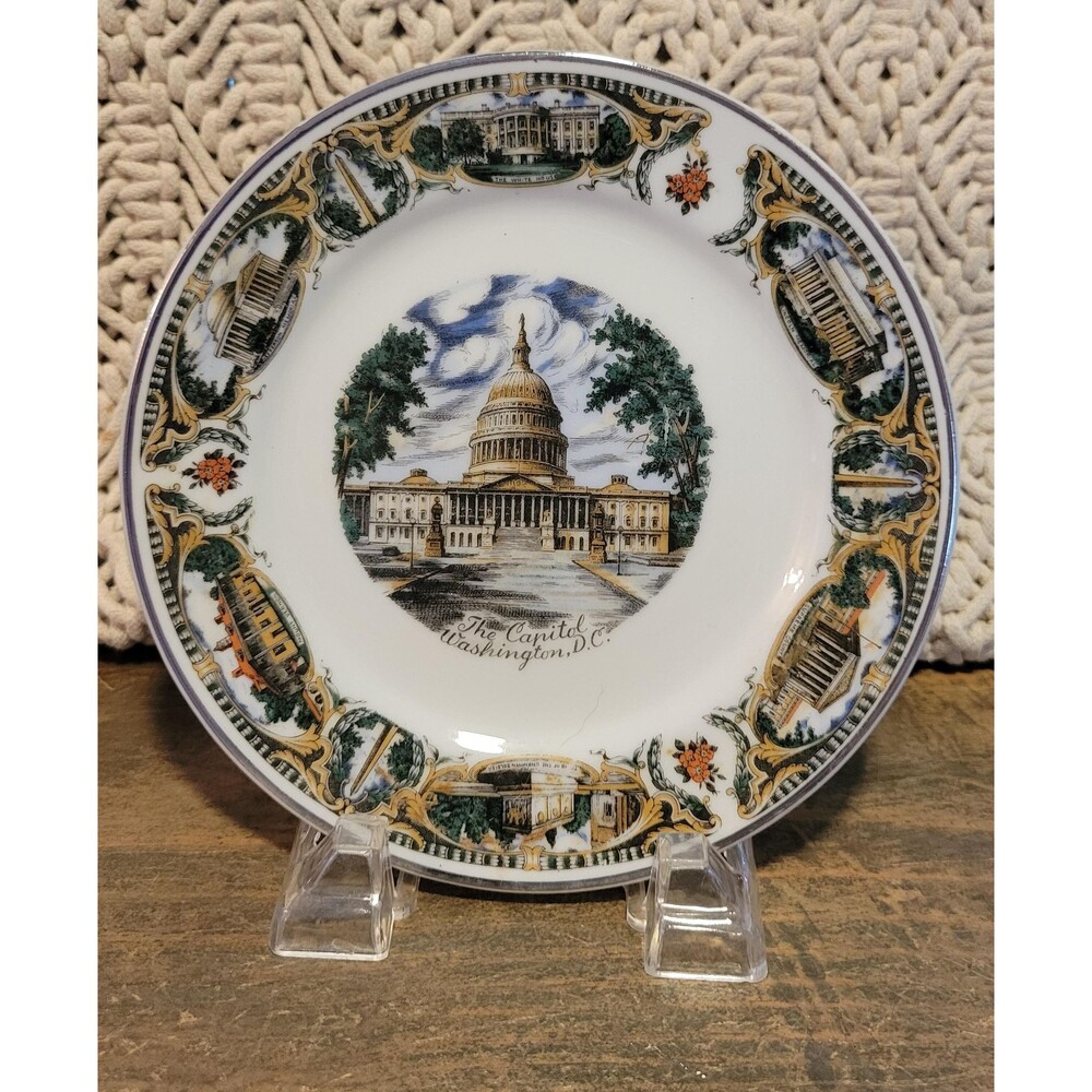 1960s Washington DC Souvenir Plate • US Capitol, White House